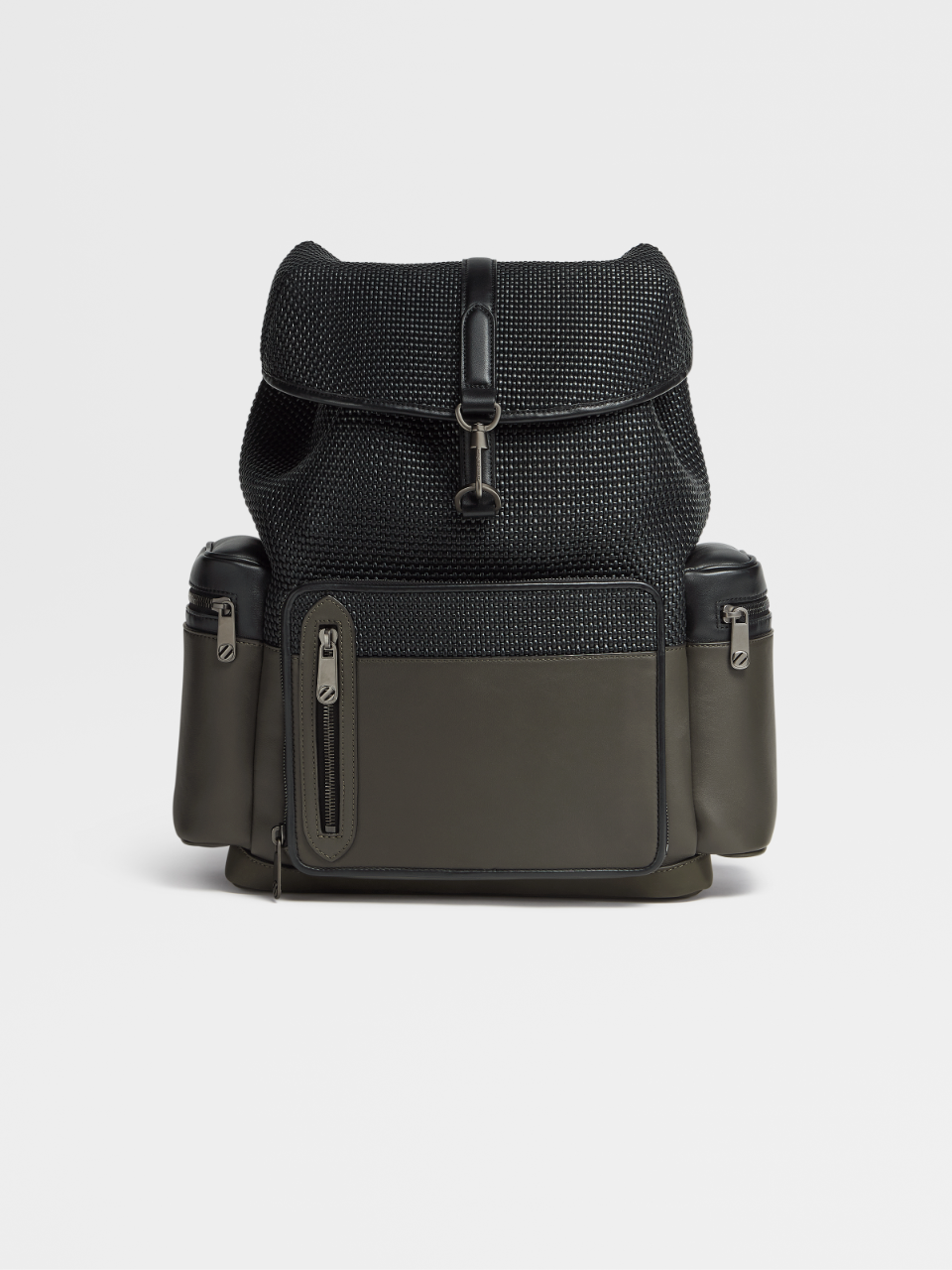 Black PELLETESSUTA™ and Military Green Leather Special Backpack